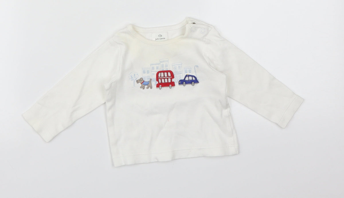 Additional front view of John Lewis Baby White Basic T-Shirt, size 0-3, Months