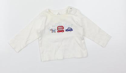 Additional front view of John Lewis Baby White Basic T-Shirt, size 0-3, Months