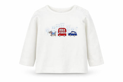 Front view of John Lewis Baby White Basic T-Shirt, size 0-3, Months