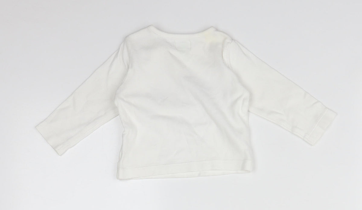 Back view of John Lewis Baby White Basic T-Shirt, size 0-3, Months