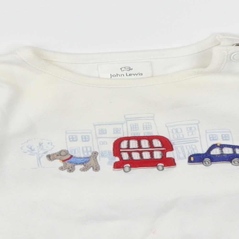 Close-up detail of John Lewis Baby White Basic T-Shirt, size 0-3, Months
