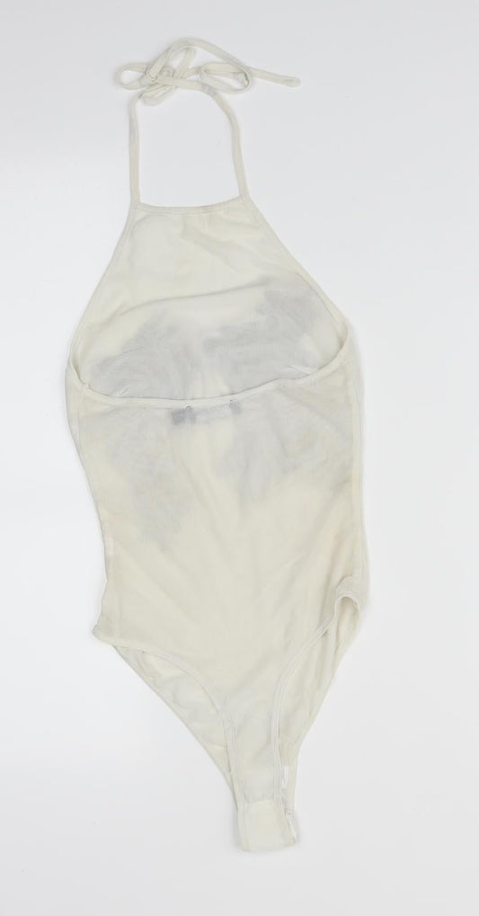 PRETTYLITTLETHING Womens White Floral  Bodysuit One-Piece Size 4