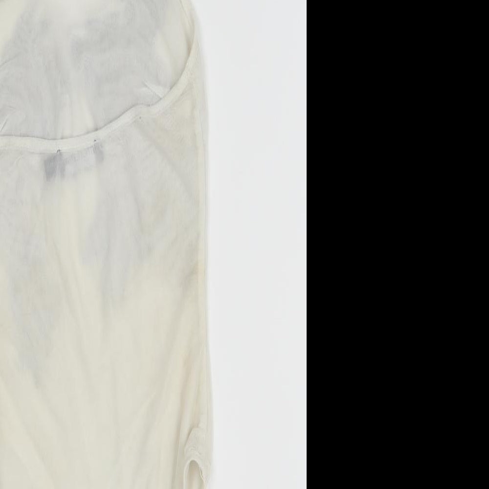 PRETTYLITTLETHING Womens White Floral  Bodysuit One-Piece Size 4