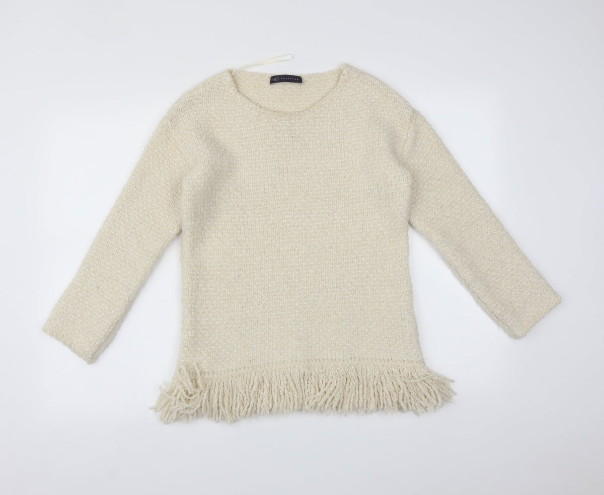 Additional front view of Marks & Spencer women’s beige pullover sweatshirt, size UK 8
