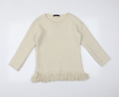 Additional front view of Marks & Spencer women’s beige pullover sweatshirt, size UK 8