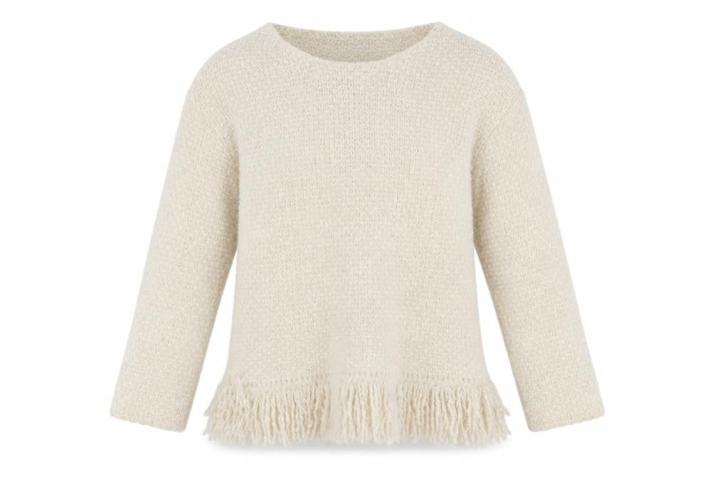 Front view of Marks & Spencer women’s beige pullover sweatshirt, size UK 8