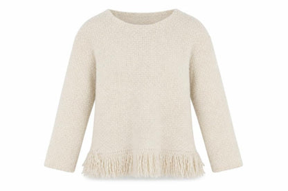 Front view of Marks & Spencer women’s beige pullover sweatshirt, size UK 8