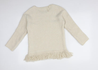 Back view of Marks & Spencer women’s beige pullover sweatshirt, size UK 8