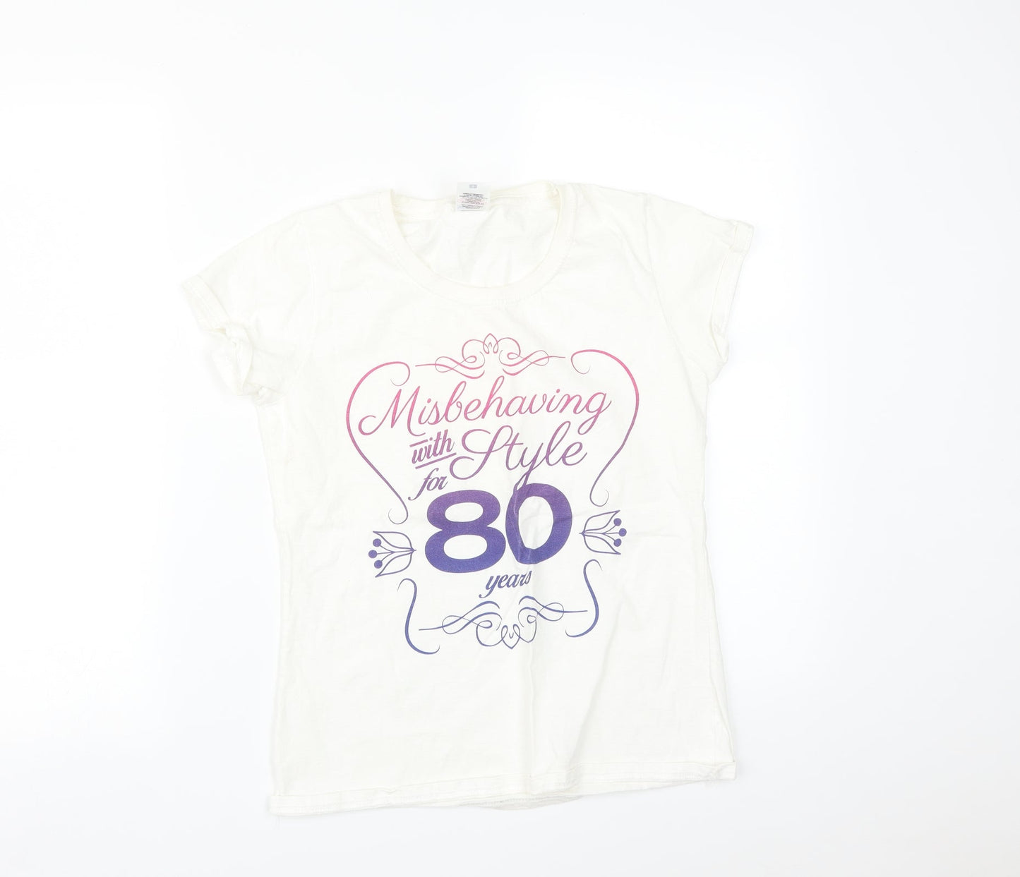 Womens UK Size S Fruit of the Loom White Basic T-Shirt