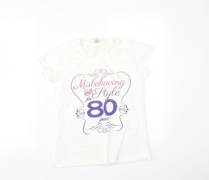 Womens UK Size S Fruit of the Loom White Basic T-Shirt