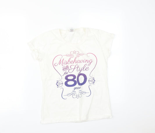 Womens UK Size S Fruit of the Loom White Basic T-Shirt