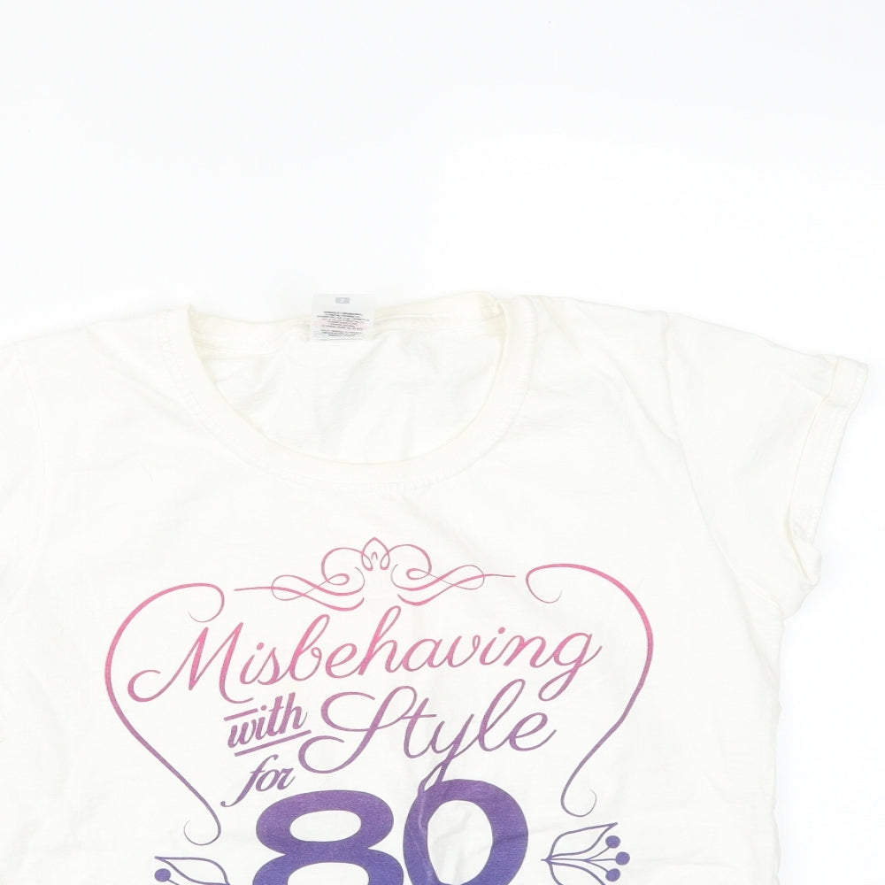 Womens UK Size S Fruit of the Loom White Basic T-Shirt