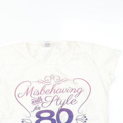 Womens UK Size S Fruit of the Loom White Basic T-Shirt