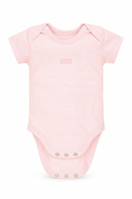 Front view of Next girls’ pink babygrow one-piece, size 6-9, months