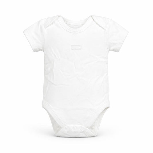 Front view of Next Baby White Babygrow One-Piece, size 6-9, Months