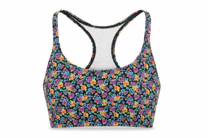 Front view of I Love H81 women’s multicoloured floral cropped tank, size S