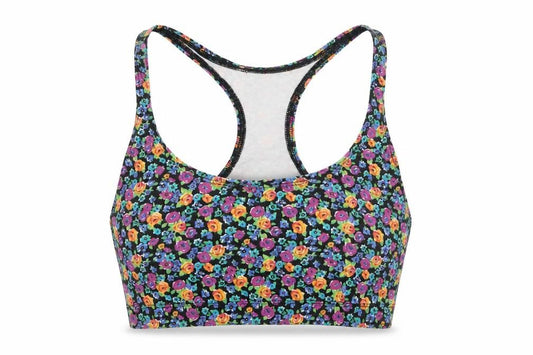 Front view of I Love H81 women’s multicoloured floral cropped tank, size S