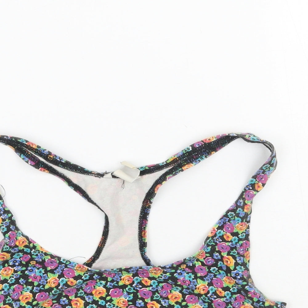 I Love H81 Womens Multicoloured Floral  Cropped Tank Size S