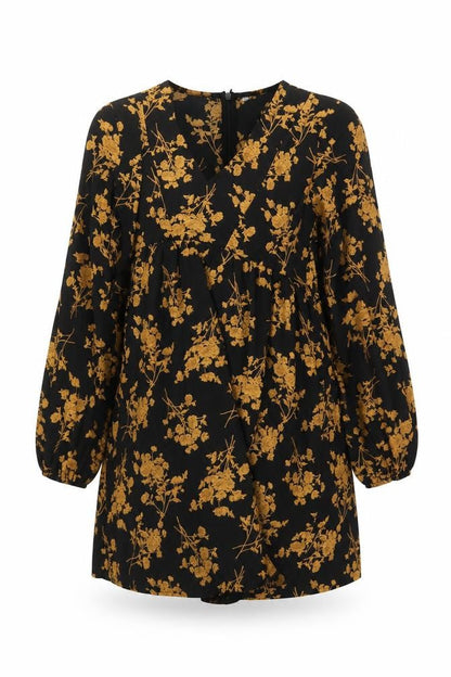 Front view of SHEIN women’s black floral mini, size S