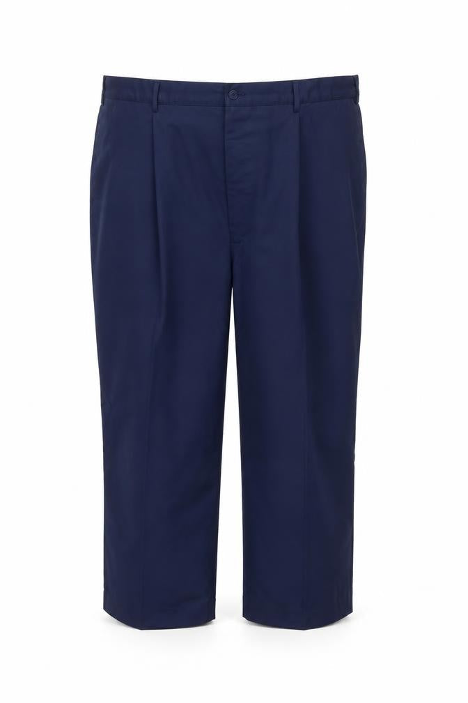 Front view of Preworn women’s blue trousers, size UK 50, 26-inch leg