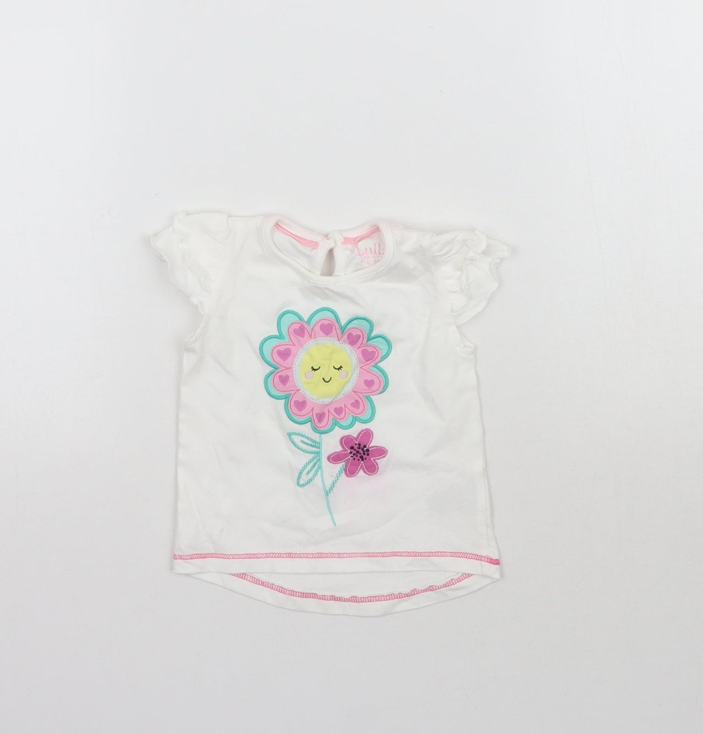 Lullaby Girls White   Basic T-Shirt Size 0-3 Months  - Flower