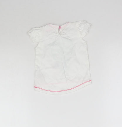 Lullaby Girls White   Basic T-Shirt Size 0-3 Months  - Flower