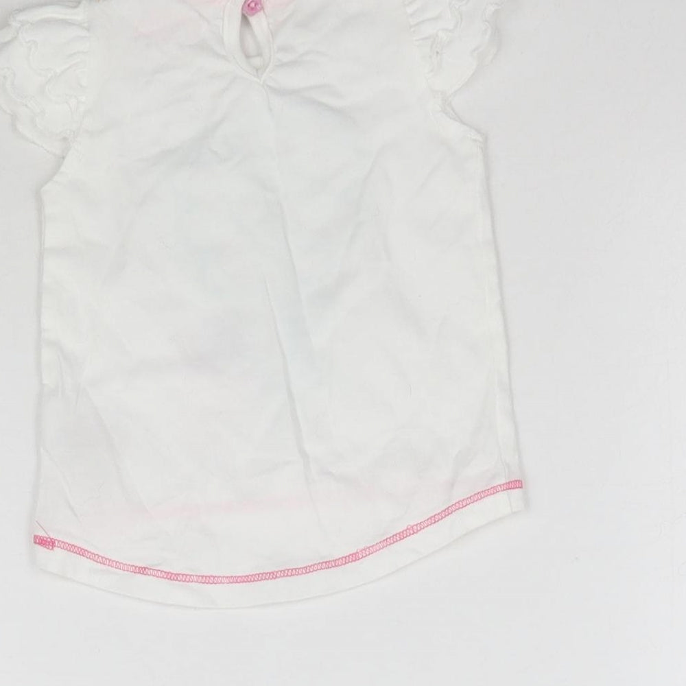 Lullaby Girls White   Basic T-Shirt Size 0-3 Months  - Flower