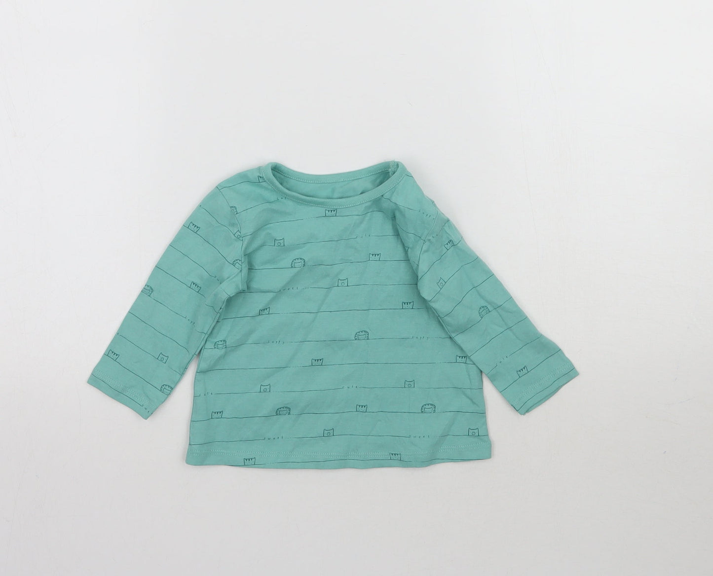George Baby Green Striped  Basic T-Shirt Size 3-6 Months  - Animals