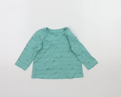 George Baby Green Striped  Basic T-Shirt Size 3-6 Months  - Animals