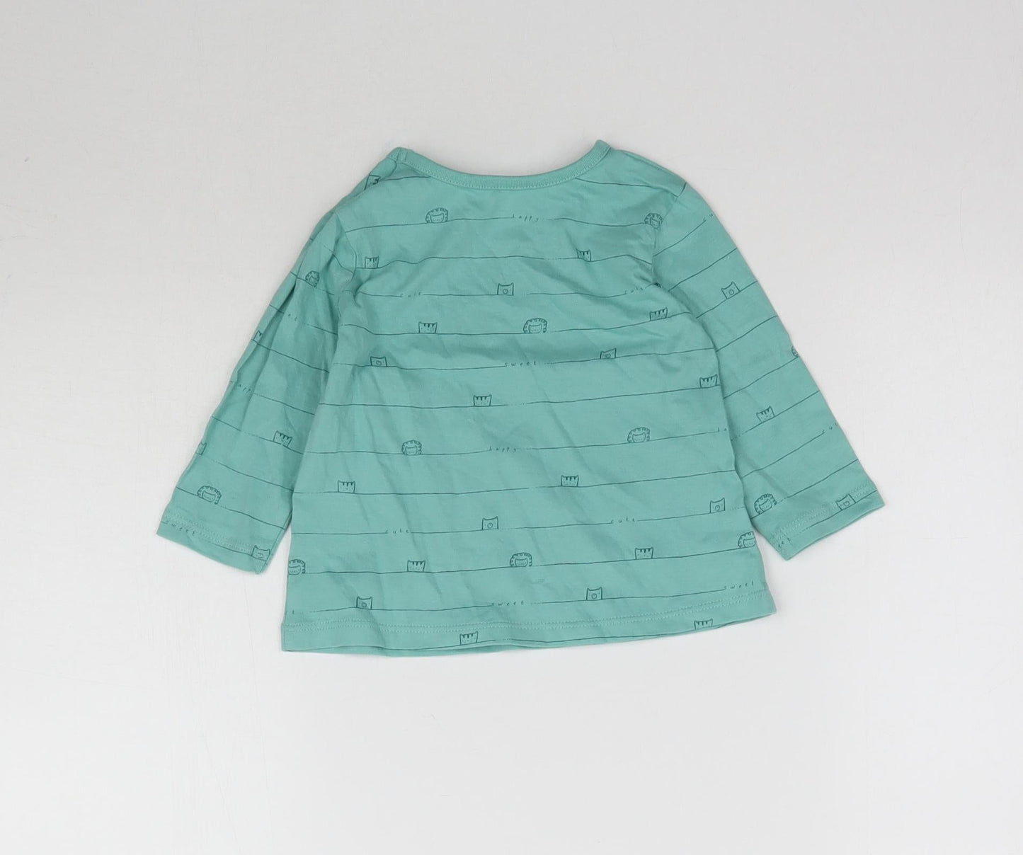 George Baby Green Striped  Basic T-Shirt Size 3-6 Months  - Animals