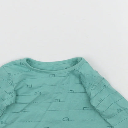 George Baby Green Striped  Basic T-Shirt Size 3-6 Months  - Animals