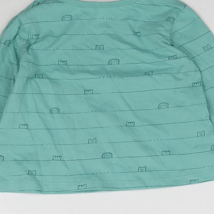 George Baby Green Striped  Basic T-Shirt Size 3-6 Months  - Animals