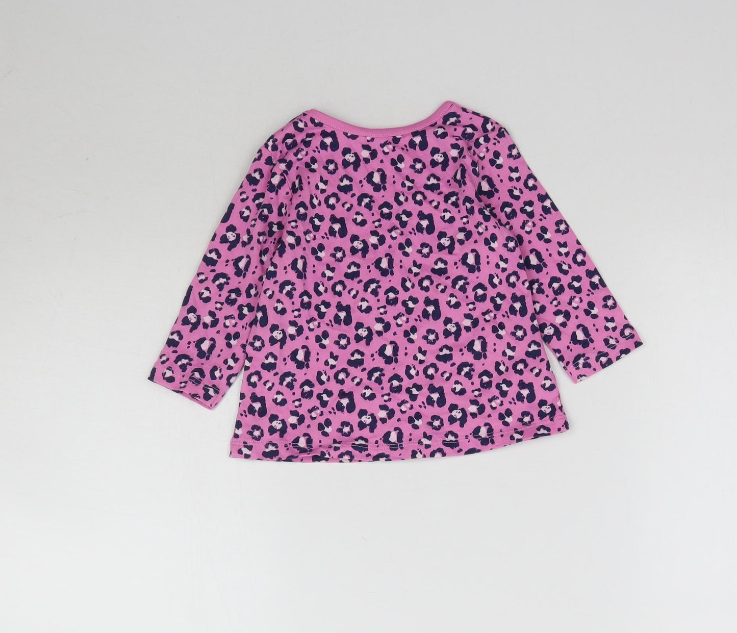 George Girls Pink Animal Print  Basic T-Shirt Size 3-6 Months  - Leopard Print