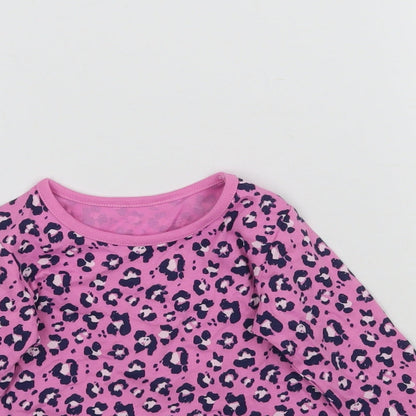 George Girls Pink Animal Print  Basic T-Shirt Size 3-6 Months  - Leopard Print