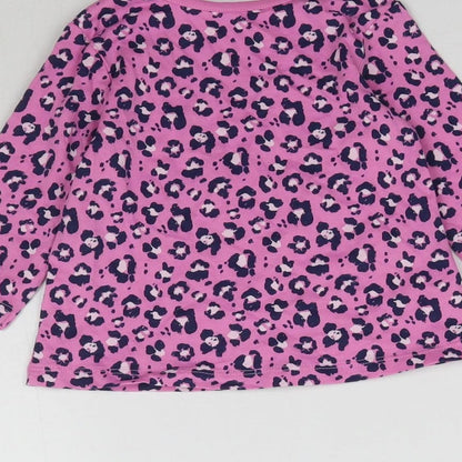 George Girls Pink Animal Print  Basic T-Shirt Size 3-6 Months  - Leopard Print