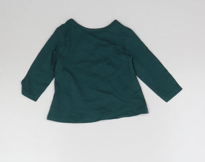 George Girls Green   Basic T-Shirt Size 3-6 Months  - Cat & Elephant