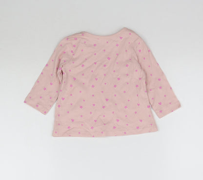 George Girls Pink   Basic T-Shirt Size 3-6 Months  - Love Hearts & Stars