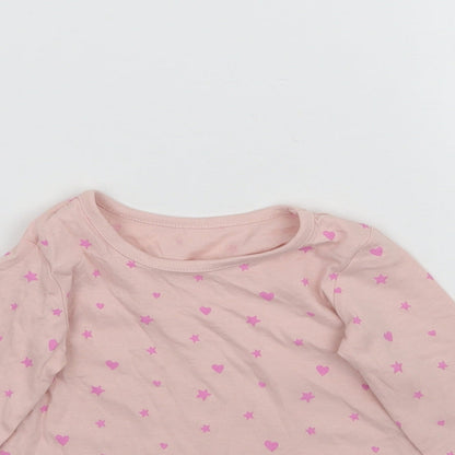 George Girls Pink   Basic T-Shirt Size 3-6 Months  - Love Hearts & Stars