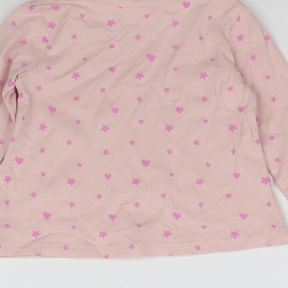 George Girls Pink   Basic T-Shirt Size 3-6 Months  - Love Hearts & Stars