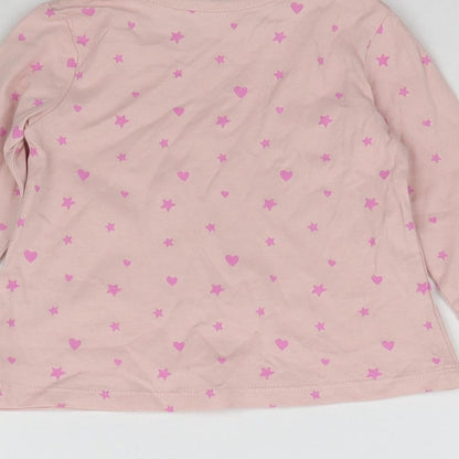 George Girls Pink   Basic T-Shirt Size 3-6 Months  - Love Hearts & Stars
