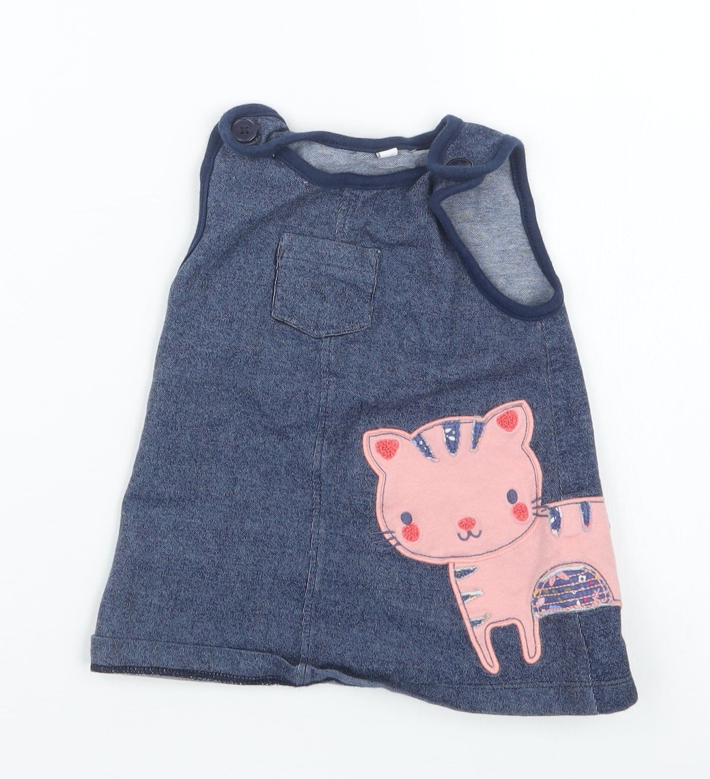 Blue Zoo Girls Blue   Pinafore/Dungaree Dress  Size 3-6 Months