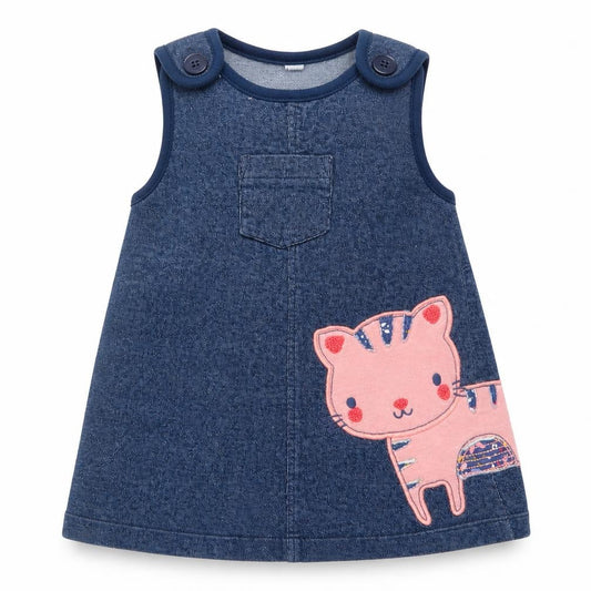 Blue Zoo Girls Blue   Pinafore/Dungaree Dress  Size 3-6 Months