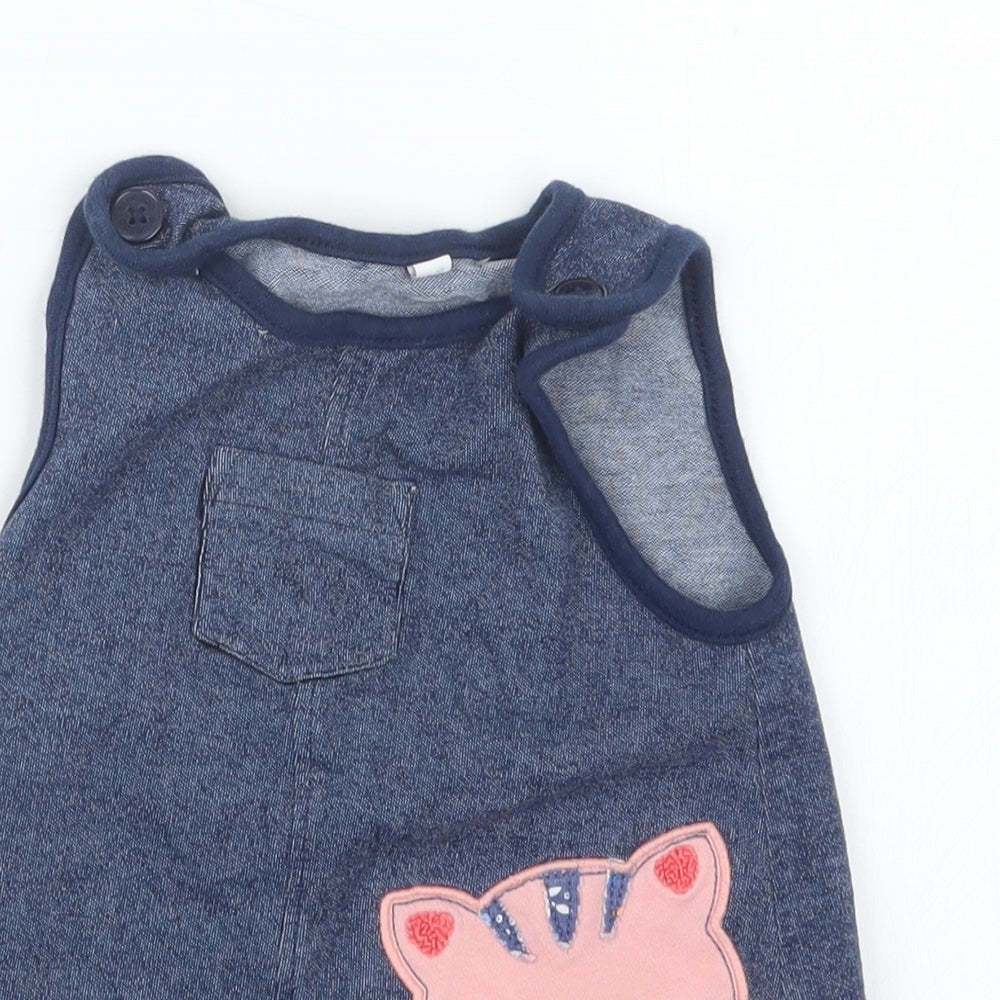 Blue Zoo Girls Blue   Pinafore/Dungaree Dress  Size 3-6 Months