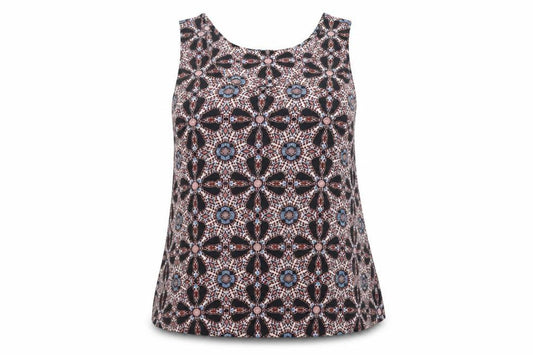 Front view of Atmosphere women’s black geometric basic blouse, size UK 10