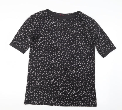 Charmine Womens Black Geometric  Basic T-Shirt Size 12
