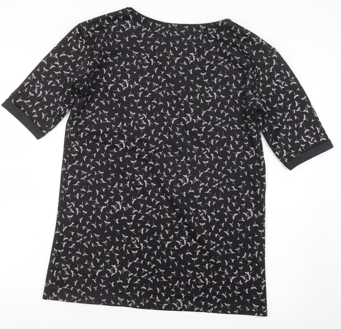 Charmine Womens Black Geometric  Basic T-Shirt Size 12