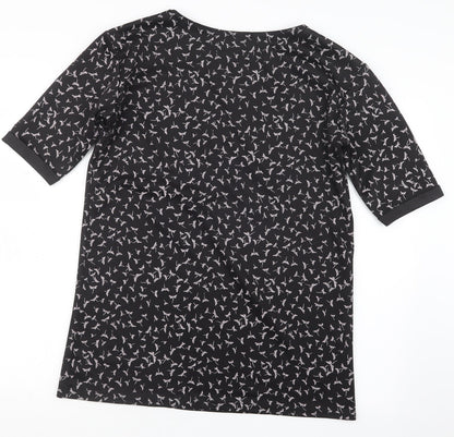 Charmine Womens Black Geometric  Basic T-Shirt Size 12