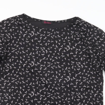 Charmine Womens Black Geometric  Basic T-Shirt Size 12