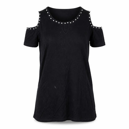 Front view of Lin H.C women’s black basic t-shirt, size M
