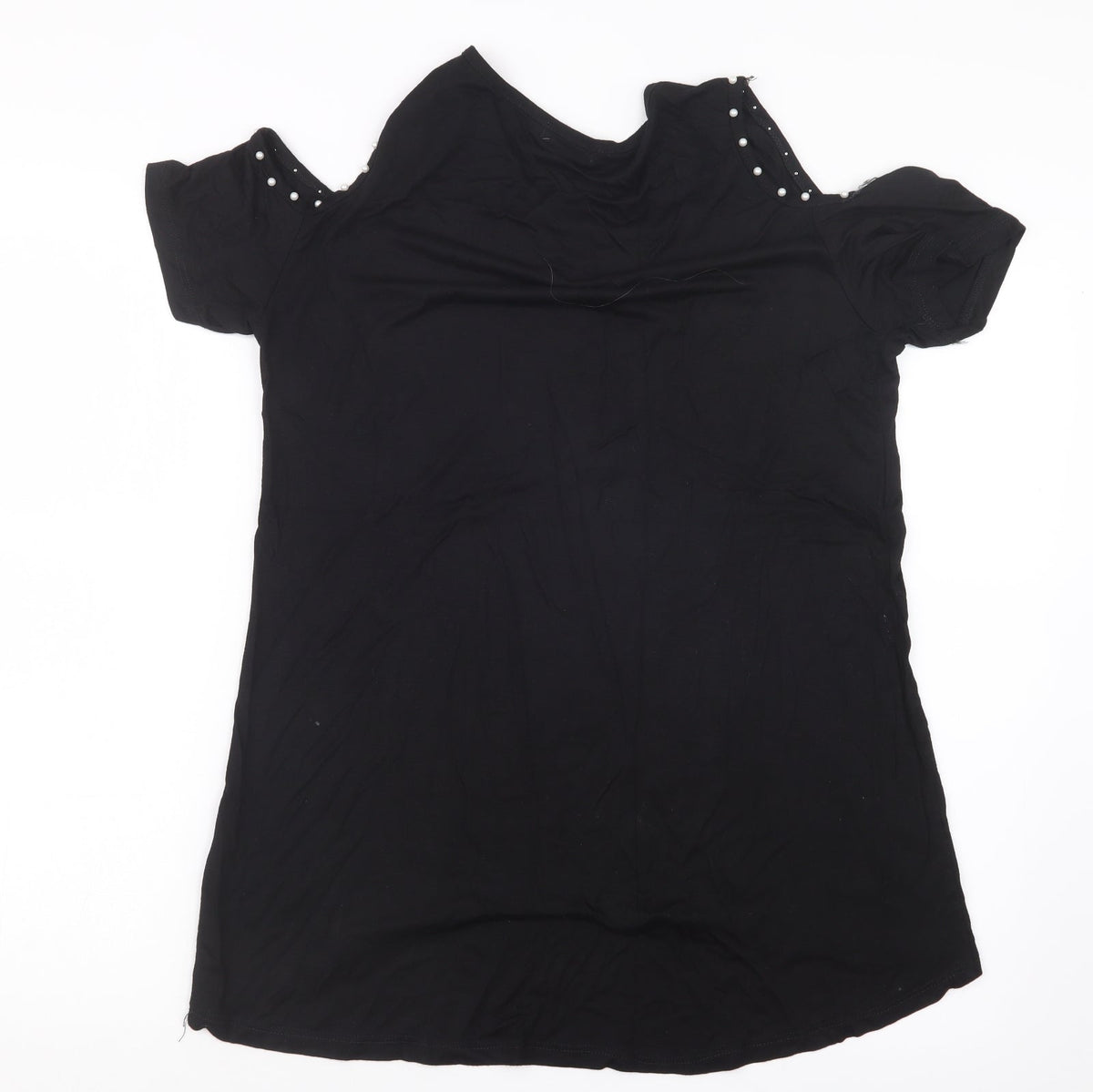 Back view of Lin H.C women’s black basic t-shirt, size M